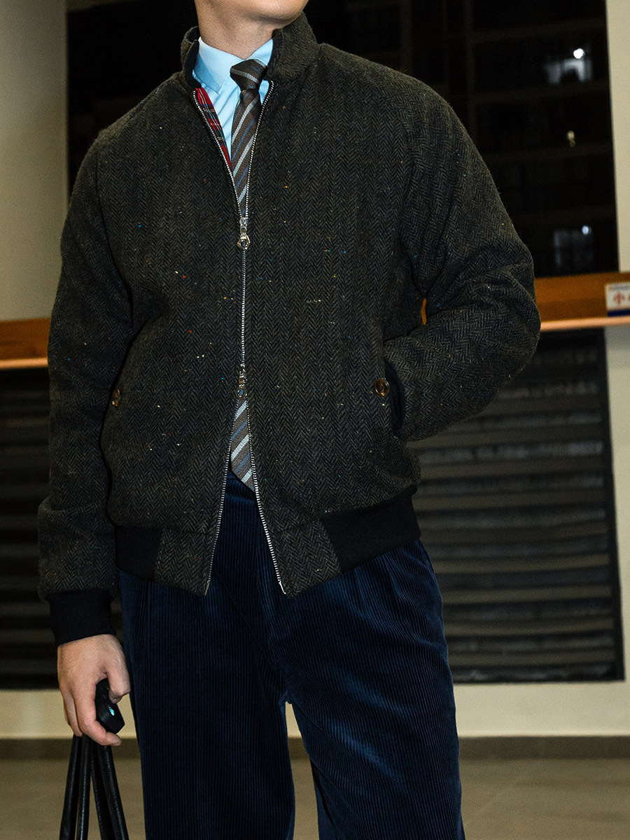 POT&CRAFTSMAN Men's Vintage G9 Harrington Jacket Winter Colorful Wool Tweed Stand-up Collar Coat 26Y0917