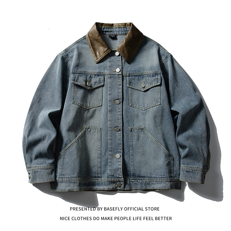 Autumn Simple Solid Old School Pocket Men Denim Jackets Unisex Women Jean Coats Casual Retro Vintage Trendy Student Varsity y260907