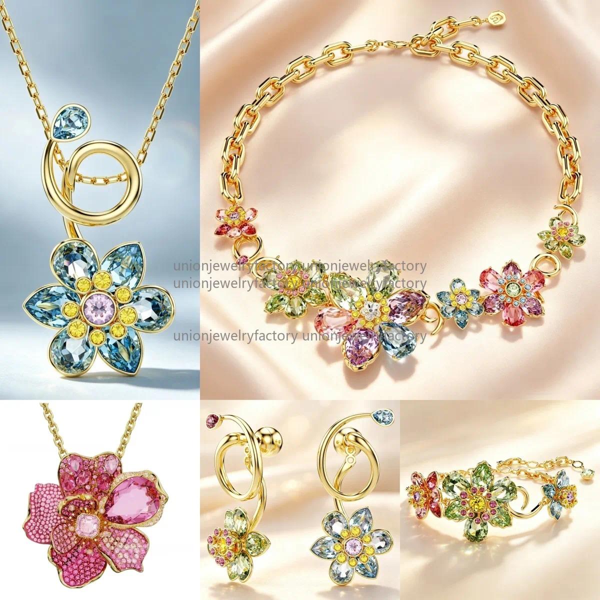 necklace designer jewelry women Swan flower Butterfly Crystal necklaces bracelet earrings ring high quality Christmas gift luxury diamond collarbone