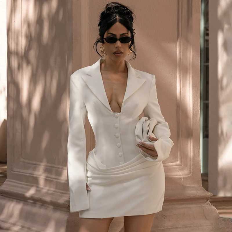 Women's Commuting Typhaland Suit Dress Casual Slim Buttons Long Sleeve Dress Solid Autumn 2025 Fashion Mini Dress High Waist C260917