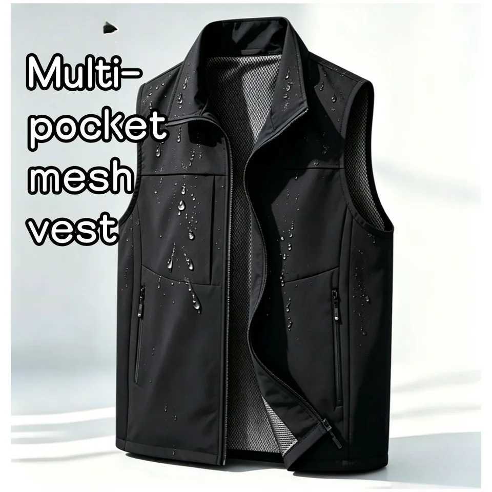 New 2026 Men's Casual Mesh Vest Multi-pocket Outdoor Photography Fishing Jacket Corporate Team Apparel Vest Q260917