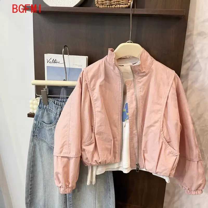 Autumn Girls' Spring Zipper Coat Fashion New Children's Pink Loose Long Sleeve Baseball Jersey Jacket Teenager Versatile ClothesT260916