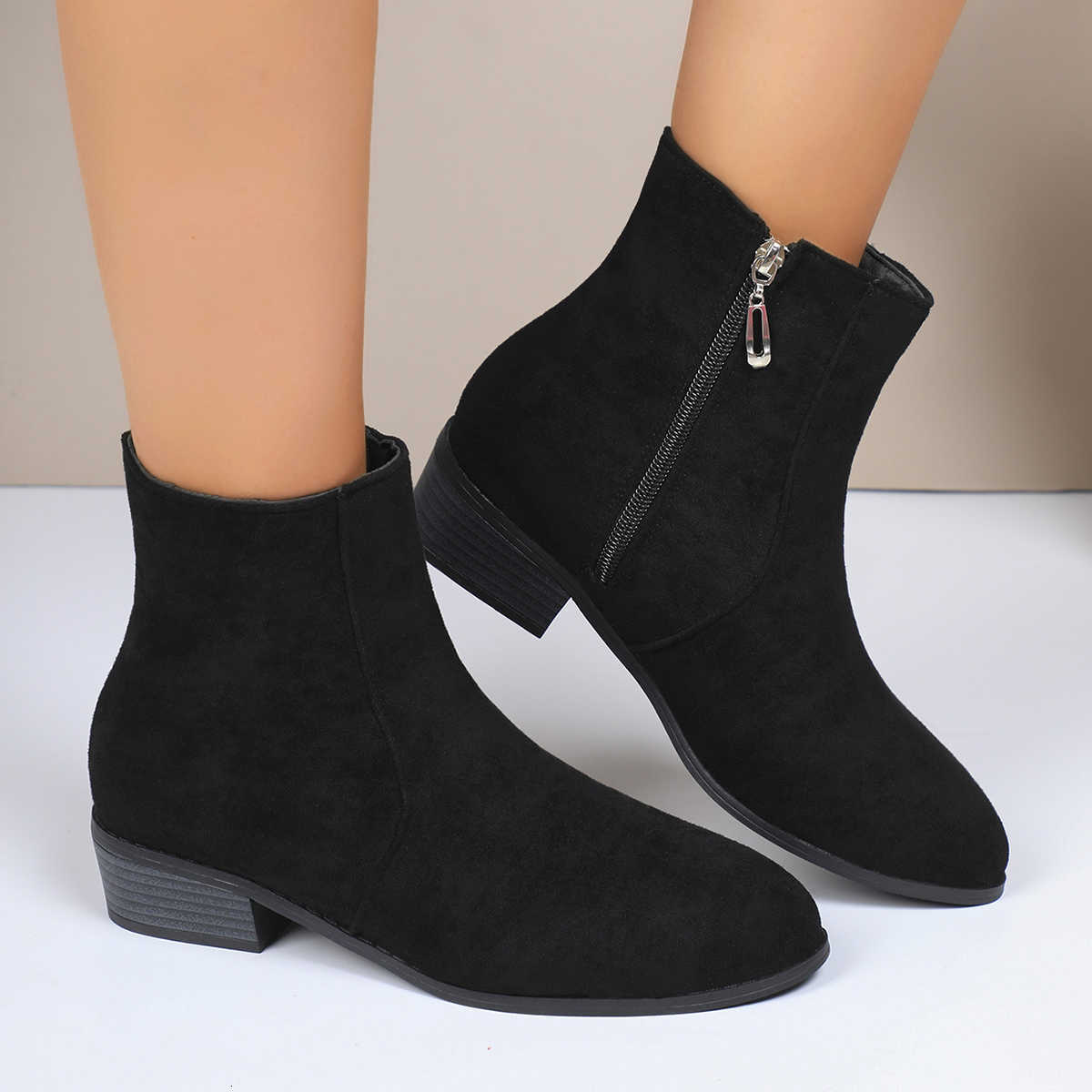 Women Boots Winter 2024 New Suede Dress Warm Boots Women fa1 Mid-Heel Warm Ankle Boots Comfortable Outdoor Shoes for Women D260917