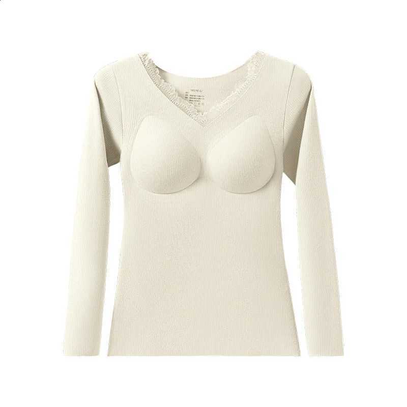 Autumn/Winter Women's Solid Color Simple Warm Underwear Set Comfortable V Neck Long Sleeve H2609161