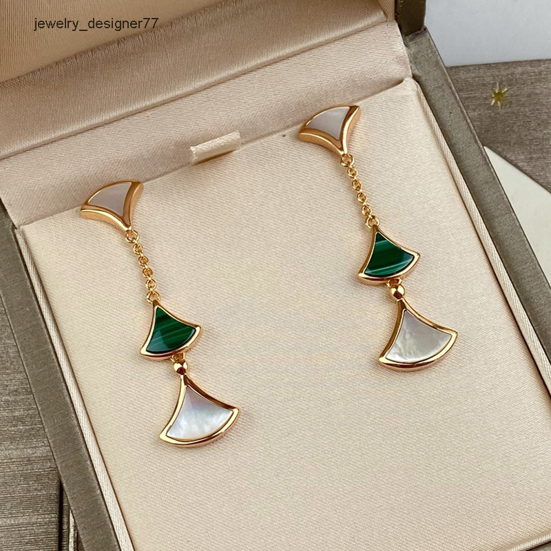 Fan shaped skirt series designer dangle earrings for woman Sterling Silver Natural malachite official reproductions classic style luxury with box 05