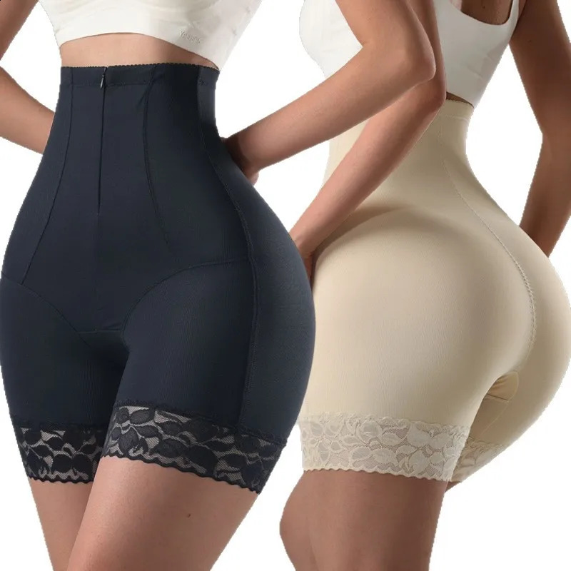 High Waist Single Zipper Shapewear Shorts for Women Tummy Control Lace -Roll Thigh Slimmer Shaper Pes 260917
