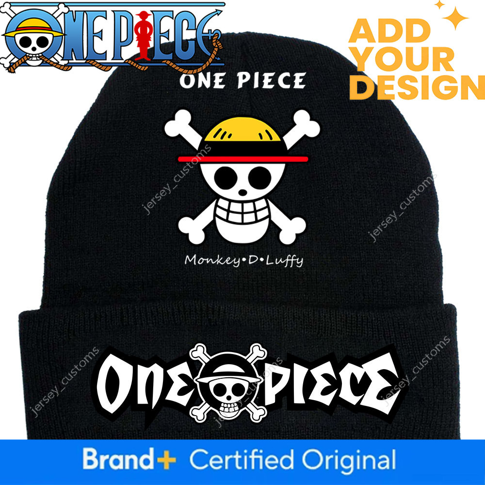 One Piece cross-border new arrival: knitted anime-themed accessories, warm fleece-lined hat, outdoor rolled-brim beanie, adult hat