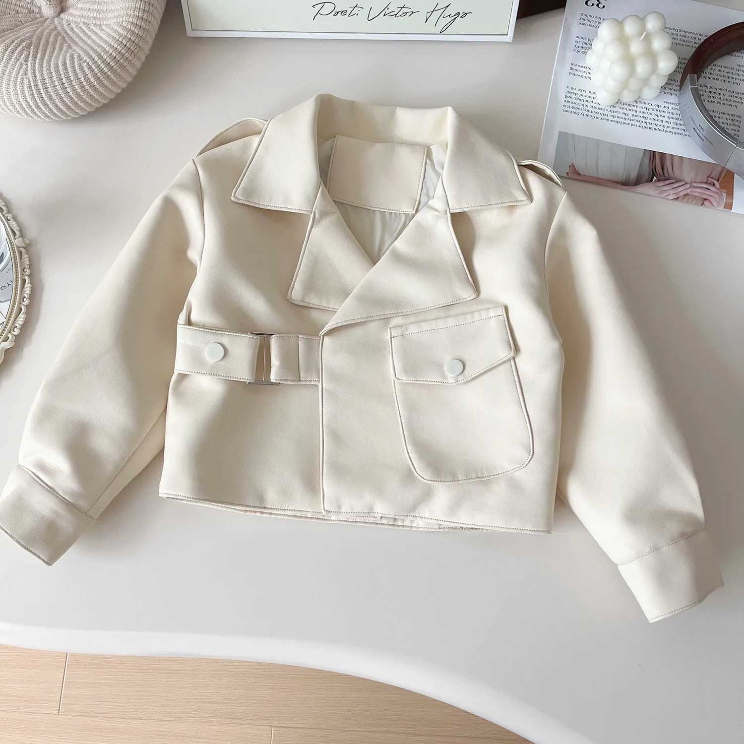 Baby Fashion Cool Girls Soft PU Jackets Autumn Spring Casual Leather Blazer Kids School All-match Children Coats ClothesT260916