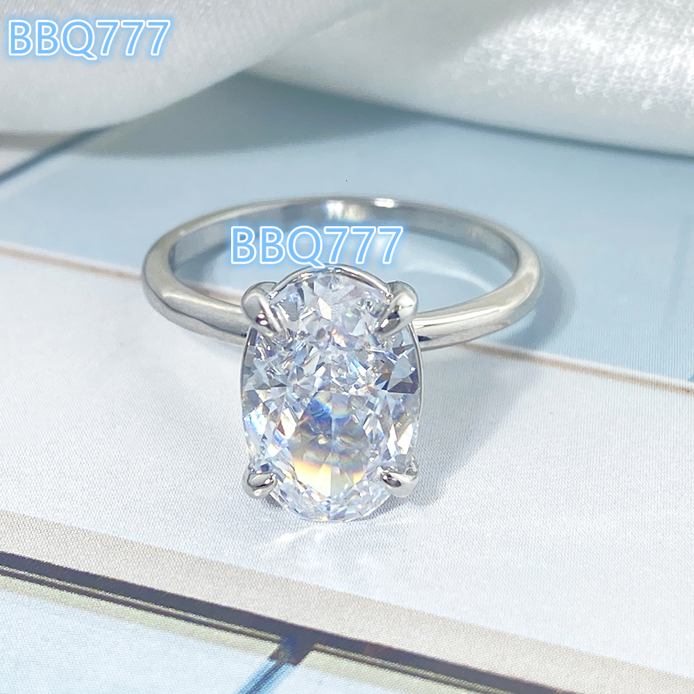 Simple Classic Fine Jewelry Wholesale Platinum Rhodium Plated 925 Sterling Silver Engagement Wedding Rings Prong Setting