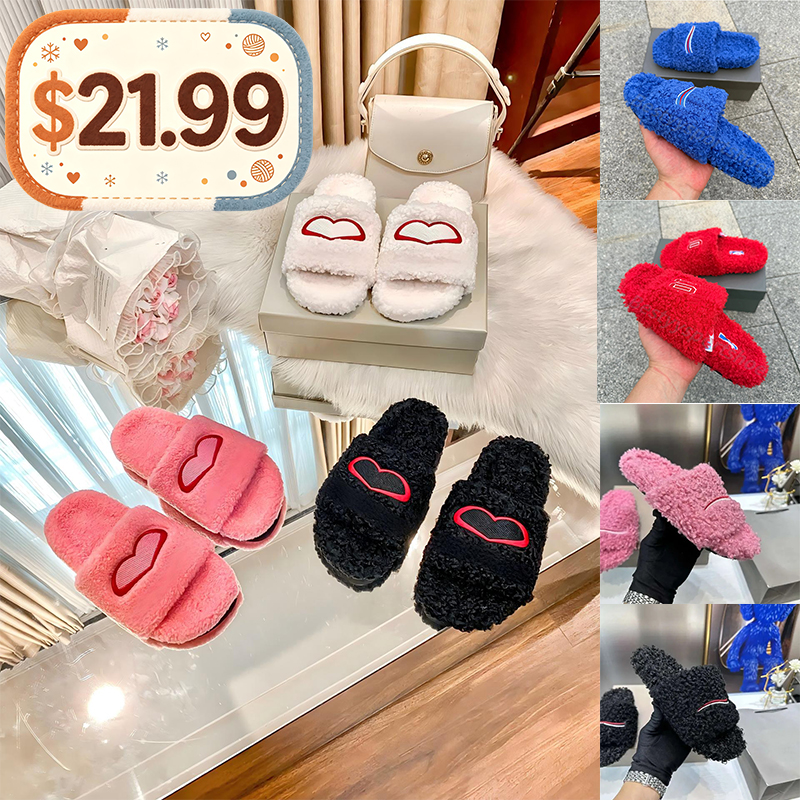 Designer Luxury Slides men women Slippers Ladies Wool Summer Fur Fluffy Furry Letters Sandals Comfortable Fuzzy Girl Flip Flop Slipper with dust bag
