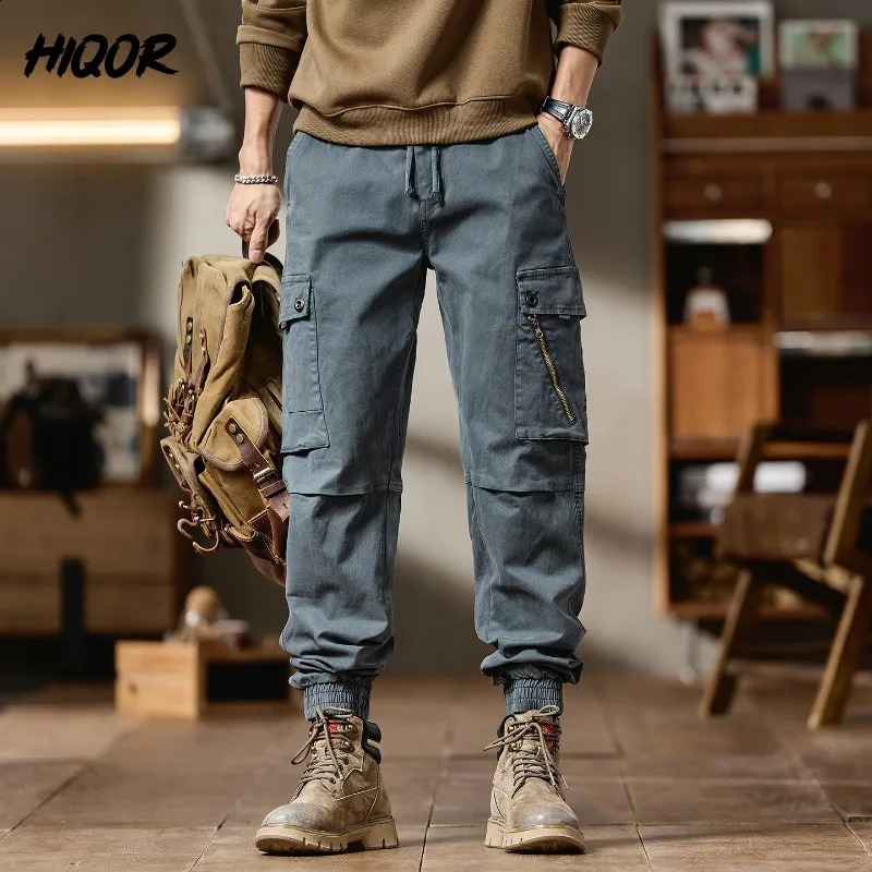 Men Advanced Cargo Pants Fashion Motorcycle Causal Autumn Winter Mens Multipockects Stretch Slim Straight Trousers 260916
