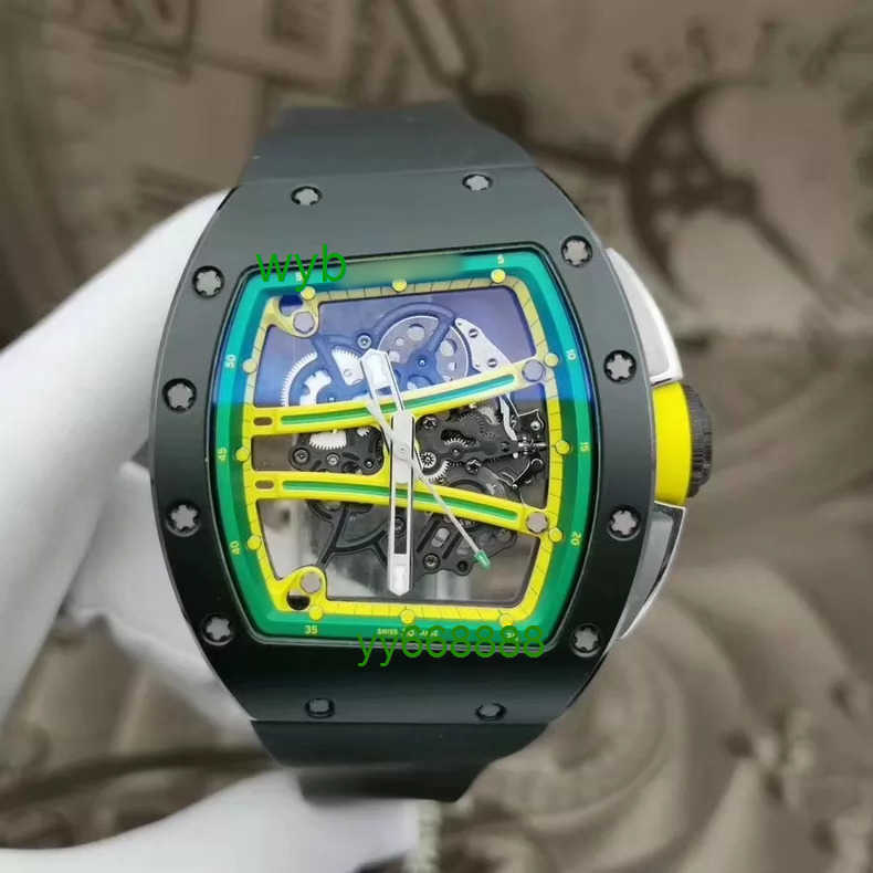 Men Watches Luxury Watch R 61-01 YOHAN BLAKE Black Ceramic Green Track Automatic Mechanical Watch Men's Watches R M 6101 Wristwatch Sport Watch