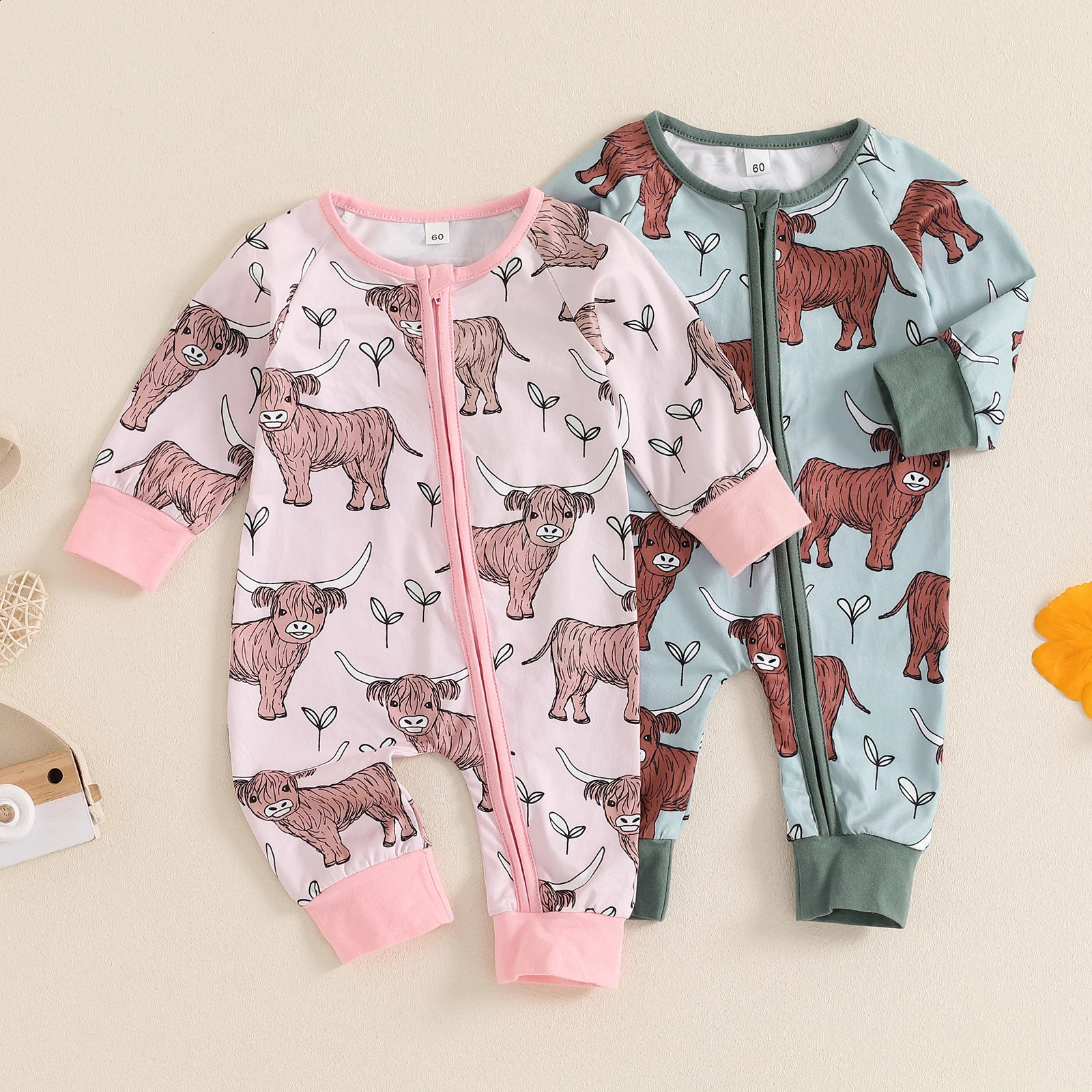 Citgeett Autumn Infant Baby Girl Boy Romper Print Long Sleeve Zipper Jumpsuit Fall Casual Clothes 260916