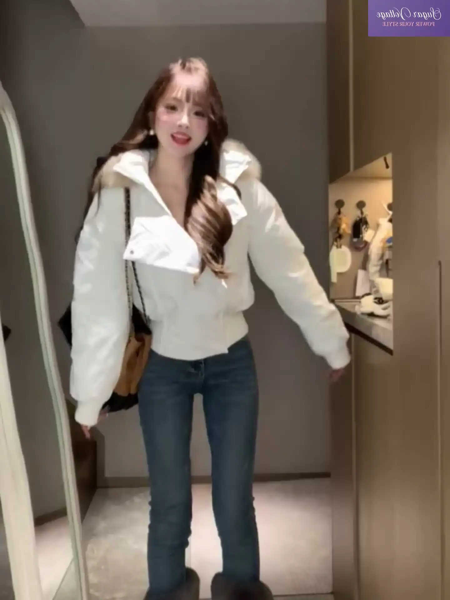 Korean Style Cropped Fur Winter Trim Hooded Puffer Parka Women Student Loose Fit Thick Warm Coldproof Coat Casual Daily Outfit H260917