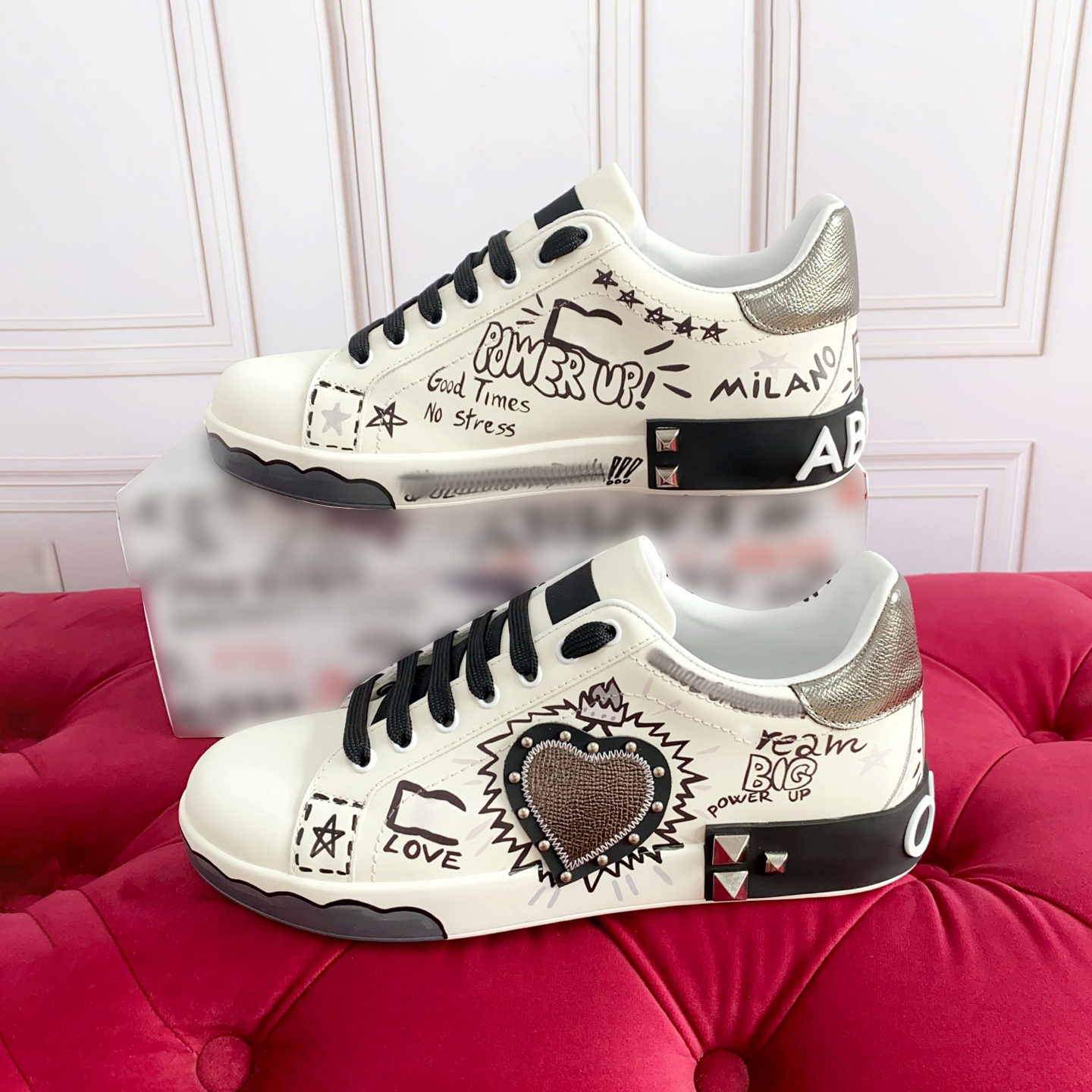 graffiti basketball men women run Flat luxurys Sneaker Outdoor casual shoe Black white tennis Lace-up trainer Genuine Leather Designer low top Anti-