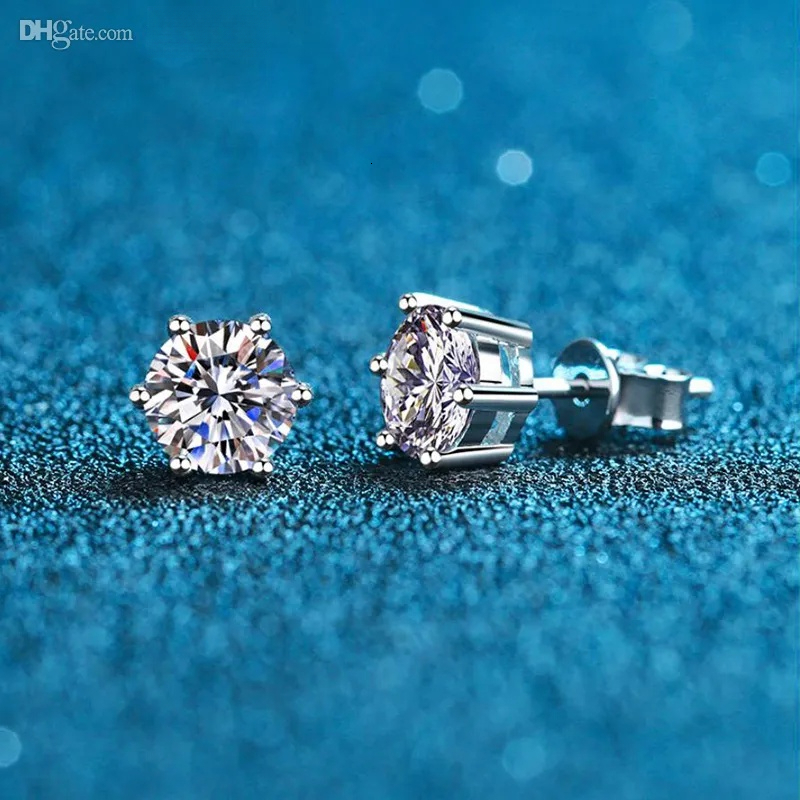 Sterling Diamond Stud Earrings 2ct Genuine D Color Moissanite for Ladies Gentlemen 925 Silver Earring Anniversary Celebration Presents Jewelry