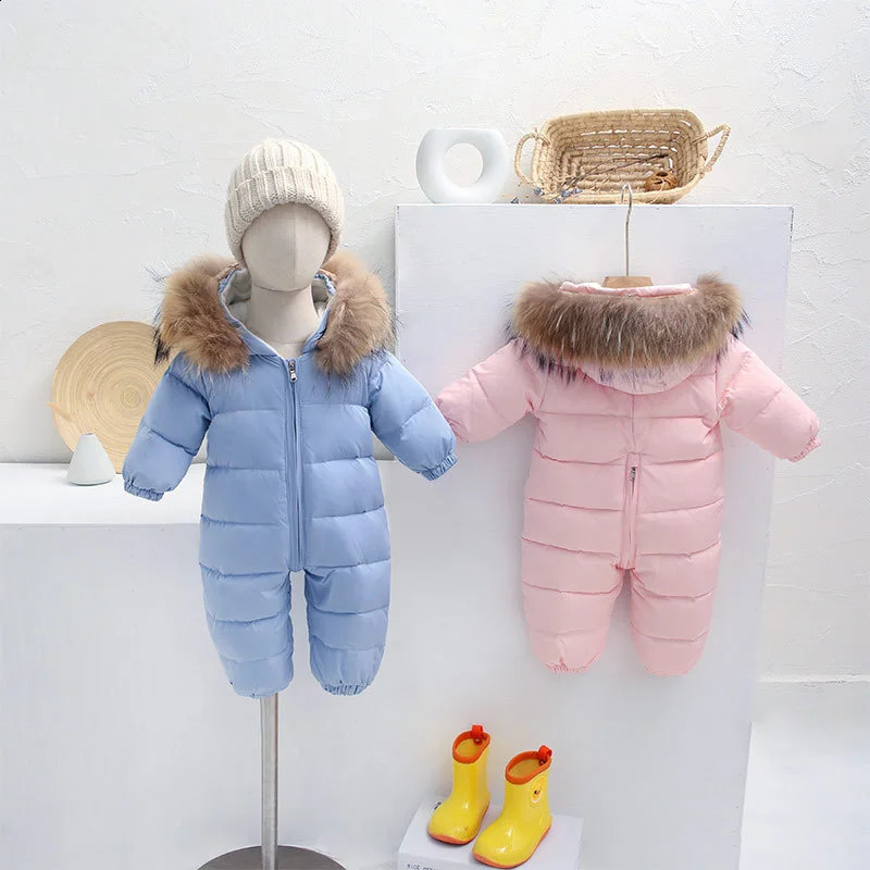 Lawadka 0-12M Winter born Rompers Down Cotton Baby Girls Boys Romper Solid Infant Hooded Jumpsuit Snow Warm Thick Clothes 260915