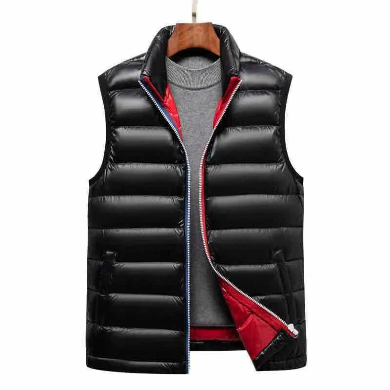 2025 Autumn And Winter New Men's Standing Collar Vest Quality Down Vest Jacket Casual Fluffy Warm Vest Q260917