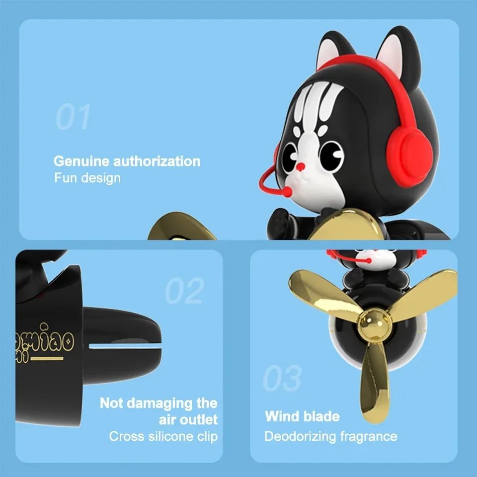 Perfume Diffuser Car Air Freshener Teddy Bear Propeller Interior Accessory
