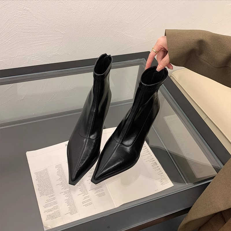 2025 New Women's Ankle Boots Sexy Pointed Toe Woman Short Boots fa1 Causal Ladies Thin High Heel Boots Solid Color Stiletto D260917