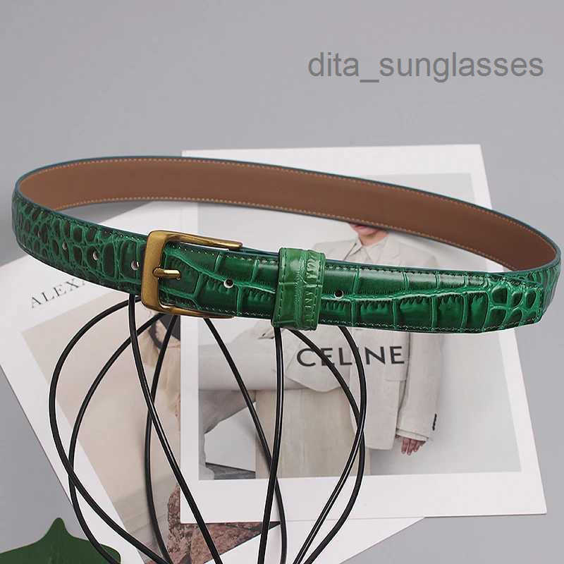 Luxury Alligator Pattern Cow leather Green Waist Belts For Women 2022 Designer Women Casual Jeans Strap Belt Cowhide Waistbands L260527