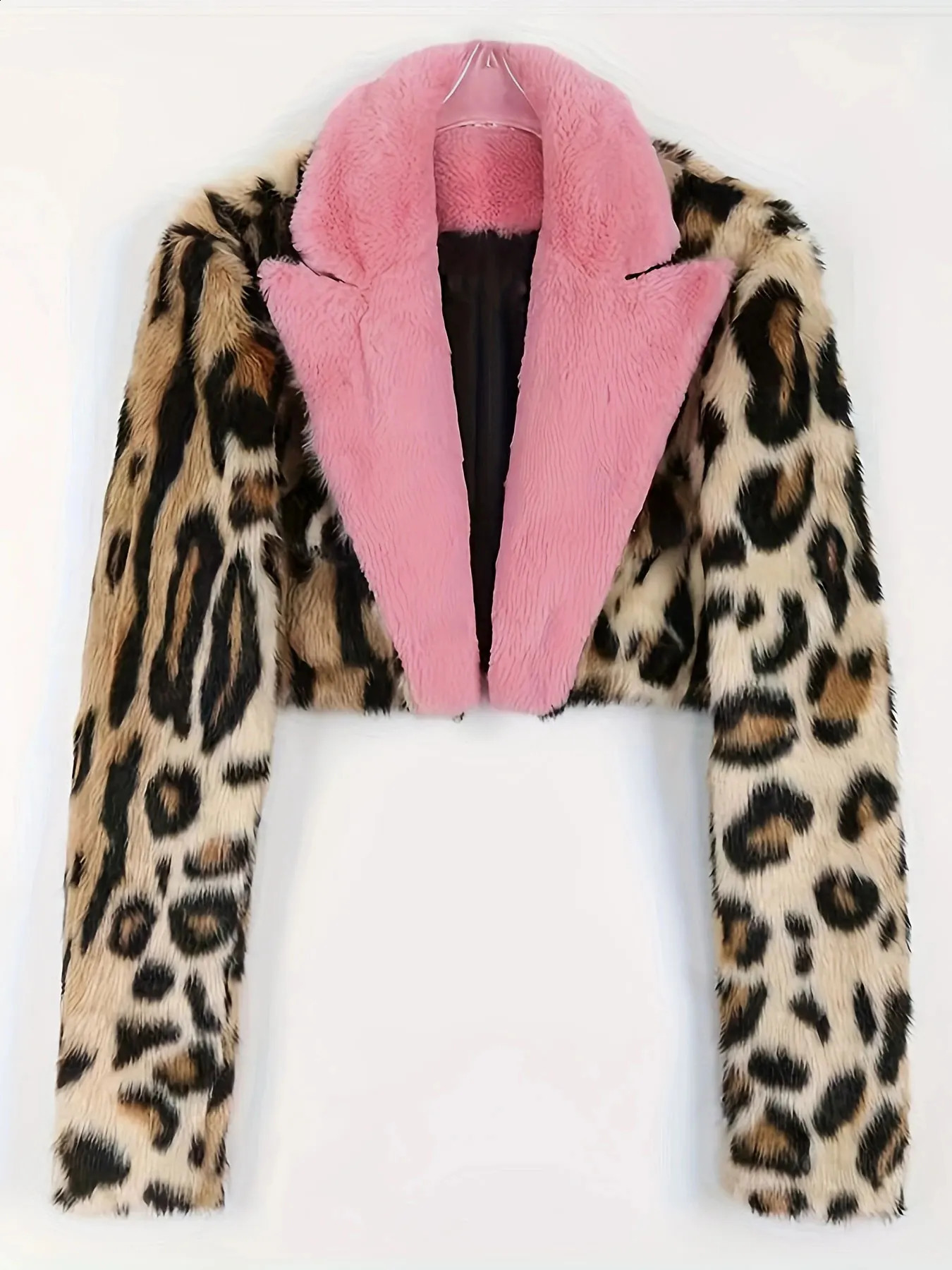 FHILLINUO Women's Edgy Warm Faux Fur Jacket Lapel Long Sleeve Hidden Button Casual Loose Soft Crop Outwear Winter Chic Coat 260917
