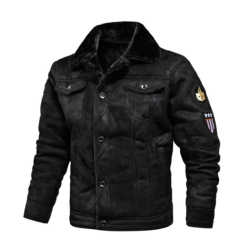 High Quality Leather Jackets Casual Man Winter Fleece Motorcycle Faux Leather Jacket Male Anti-wind Lapel Zipper Jackets Men 1b
