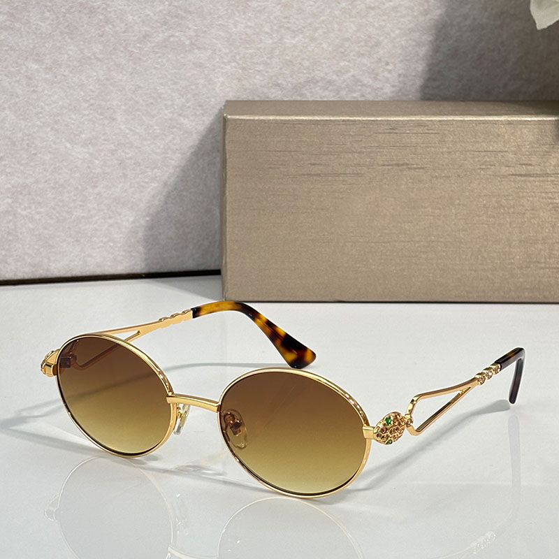 Retro designer Sunglasses circular metal brown gradient lenses diamond snake decoration tortoiseshell legs womens sunglasses BV1799LU fashion travel