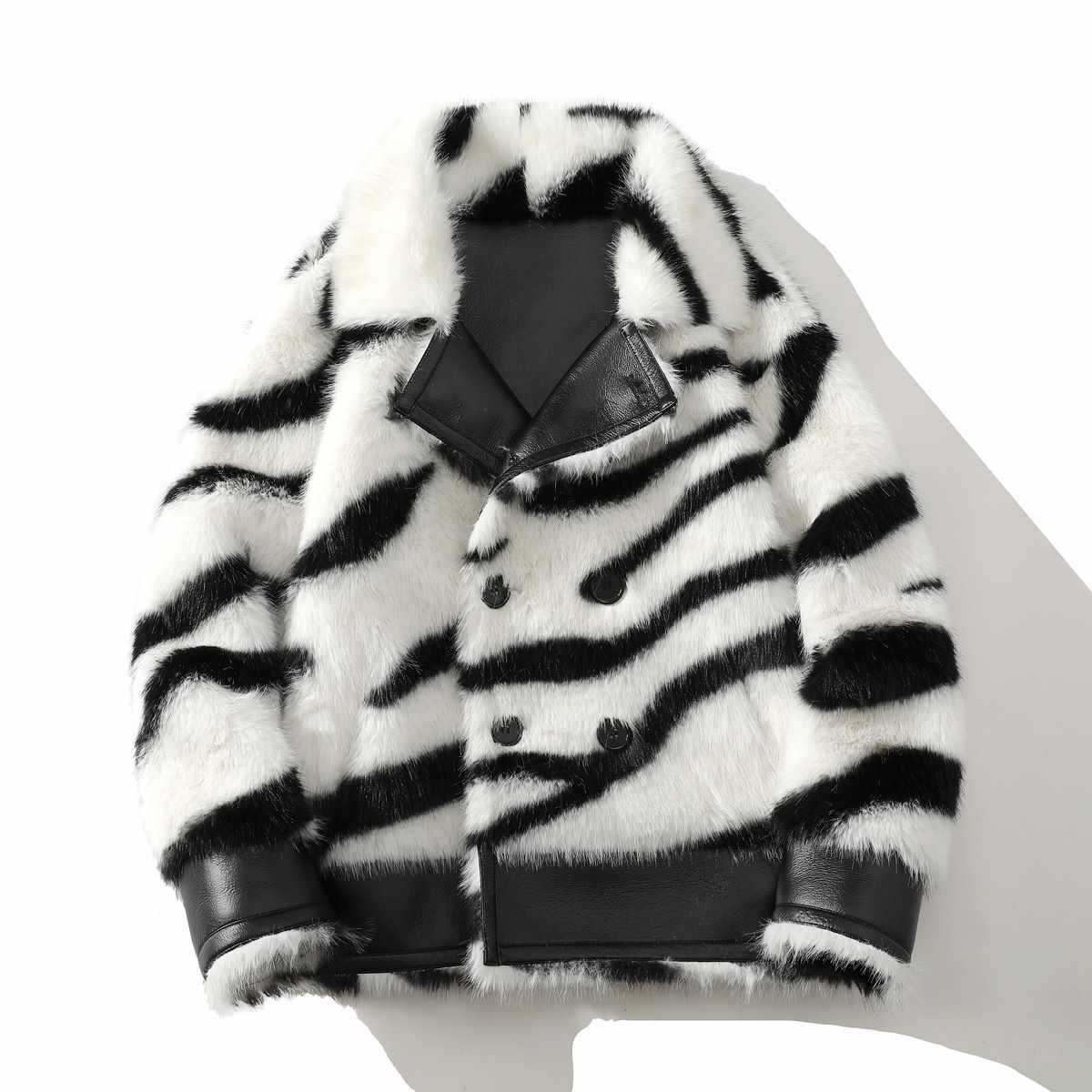 Men's Winter Coat Fur Lining, Thickened Fleece-Lined, Made Of Suede, With Lamb Wool Interior, And A Stand-Up Collar