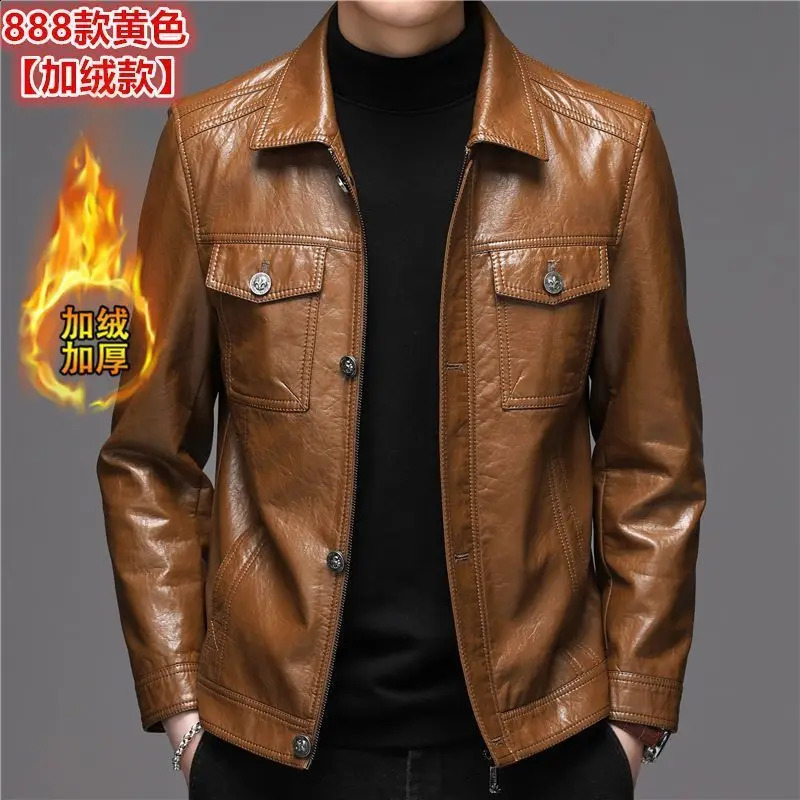 Men's Leather Jacket Sheepskin Vintage Soft Leather Jacket Men Genuine Spring Autumn Winter Internally Velvet Jacket Man 260917