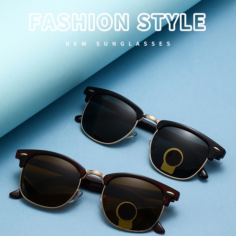 2026 New RBSunglasses 3016 Men Women Classic Browline Square Black Gold Mixed Frame Green Brown Lens UV400 Outdoor Driving Rys Ban Eyewear with Box