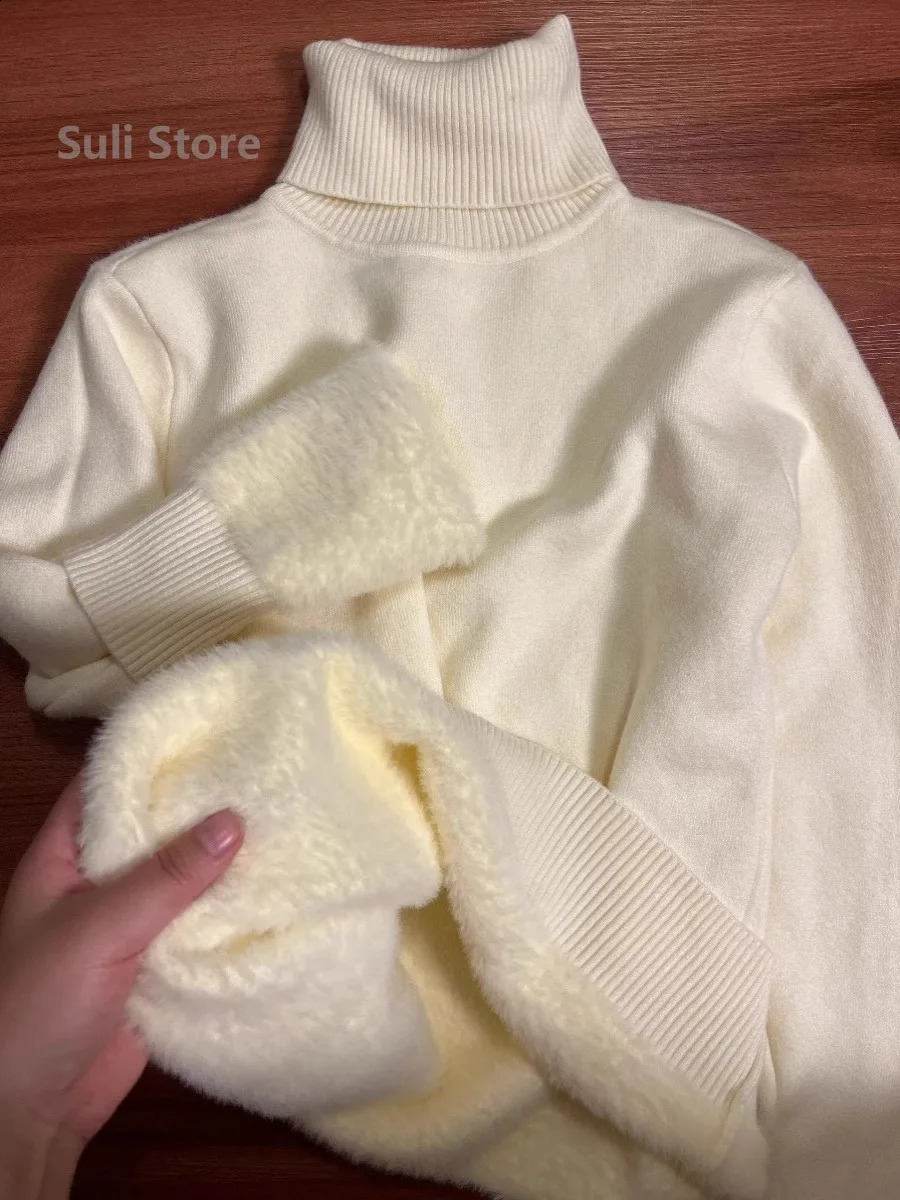 One-piece Mink Velvet Turtleneck Velvet Thickened Sweater Women's Warm Inner with Knitted Bottoming Shirt Pullover 260917