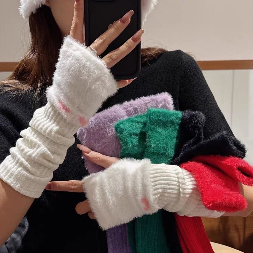 Women's winter gloves, cute fingerless knitted long sleeve warmers, warm arm sleeves