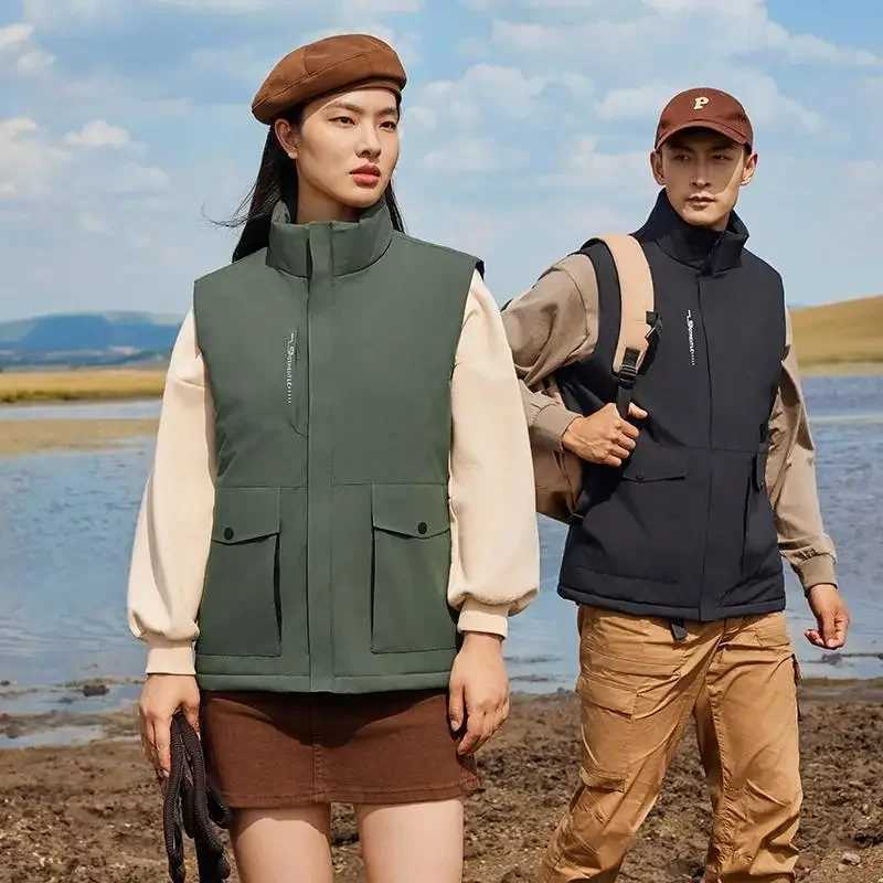 Thickened Fce Lined down Cotton Vest Workwear Warm Advertising Printed Men's Outerwear Jacket China Made Q260917