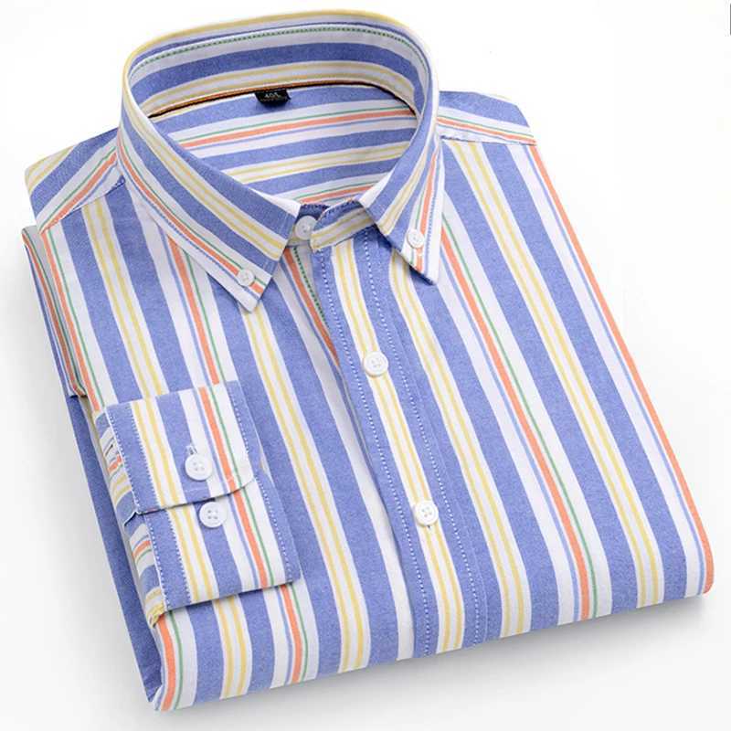 New in shirt 100%cotton long sve shirt for man slim fit casual plain shirt soft striped tops fashion korean popular clothes Q260917