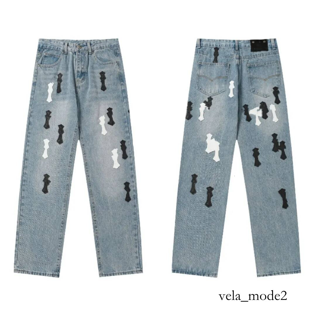 Chrome Jeans Designer Contemporary Style Baggy Mens High Quality Classic Hip Hop Cotton Casual Comfortable And Breathable Daily Wear Brand Heartz Pa
