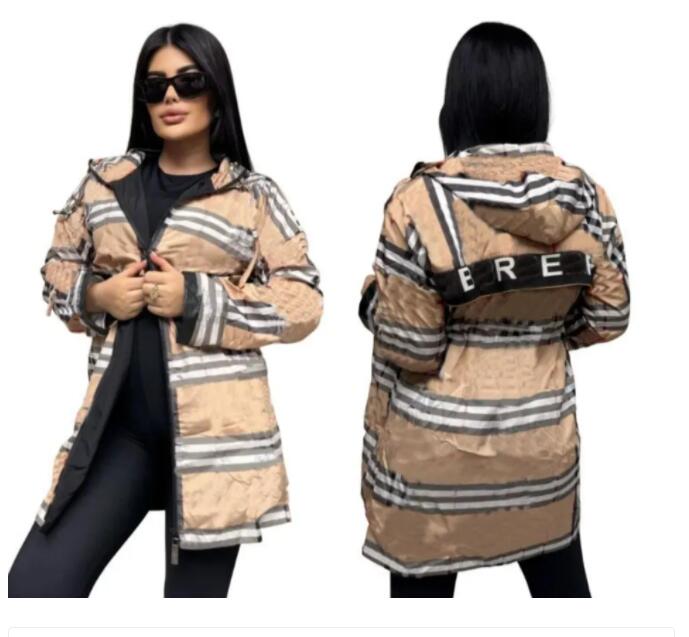 Women's Hooded Jacket Long Sleeves Zipper Design Jacket Plaid Windbreaker Sweatshirt Casual for Women Coat