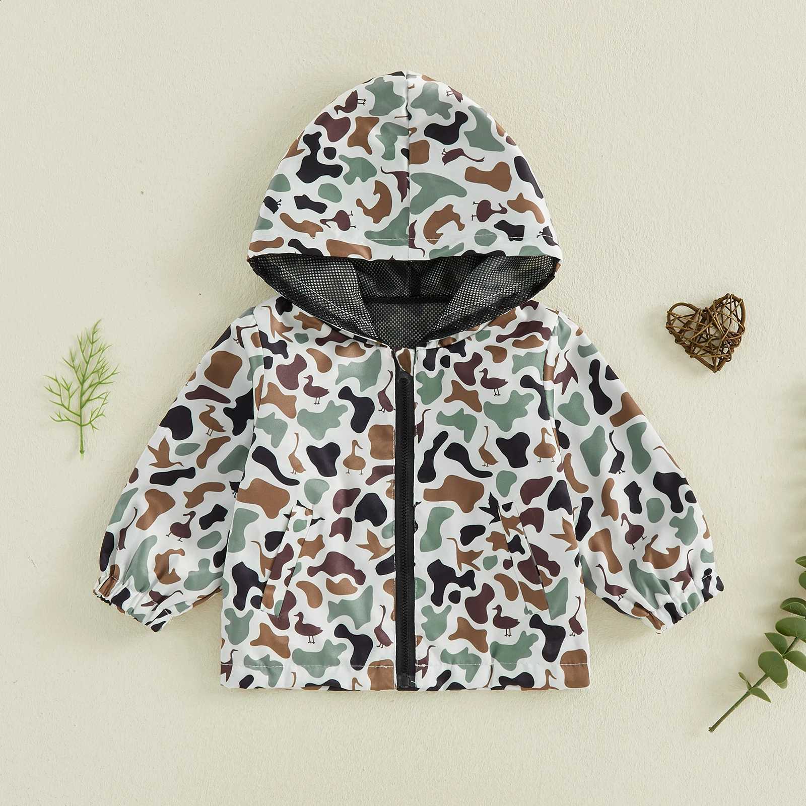 Autumn Kids Citgeett Toddler Baby Boys Jacket Pockets Casual Camo Print Zipper Hooded Long Sleeve Coat Spring ClothesT260916