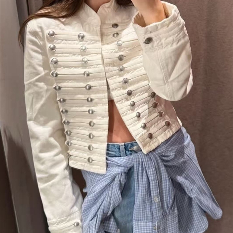 Vintage Denim Jacket For Women Solid Round Neck Slim Fit Short Jackets 2026 Spring Lady Daily High Street Outerwears 260915