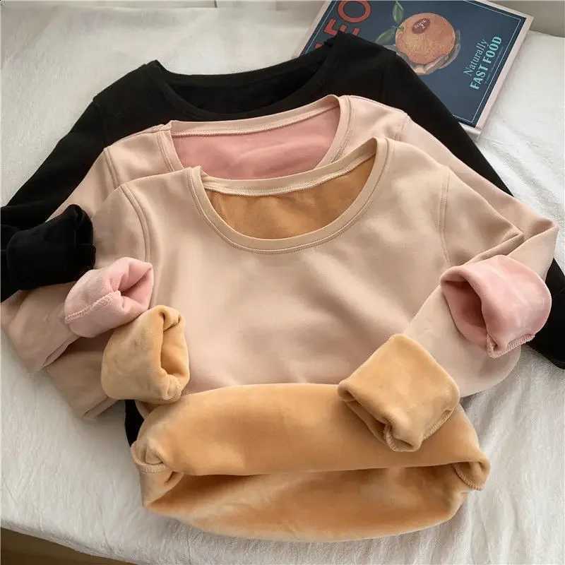 Women Autumn Winter Bottoming Shirt Constant Temperature Plus Velvet Long-sleeved T-shirt Plus Velvet Heating Thermal Top H260916