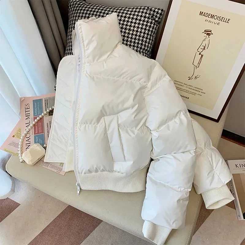 Winter Warm Parkas Women Y2K Fashion Loose Stand Collar Casual Zipper Crop Jacket Korean Streetwear Solid All Match Lady Outwear H260917