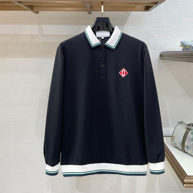 Designer Men Preppy Polo Shirt Chest Embroidery Classic Casual Button Placket Top Spring Autumn Casual Daily Street Tee