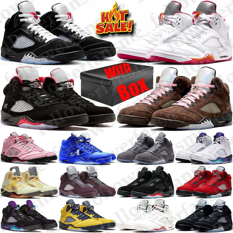 With Box Designer Basketball 5 5s Sport Shoes Wolf Grey Metallic sneakers for mens women University Blue Sunset Halloween Fire Red Size 36-47 qualit
