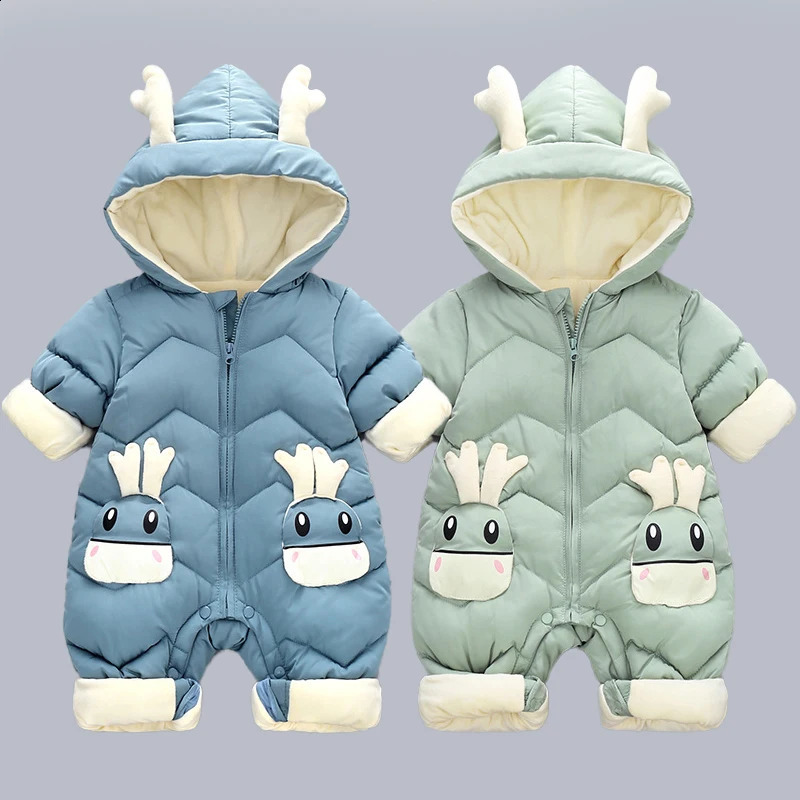 1-3Y Infant Thick Velvet Rompers Clothing Winter Autumn Padded Warm Onesie Baby Girl Boy Jumpsuit Kids Overalls born Down One 260915