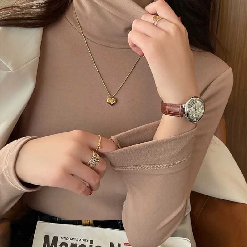 2PCS/SET Women Warm Vest Ladies High Top Neck Heat Retaining Stretchy Long Sleeve Undershirt Autumn Winter Slimming Inner Layer H2609161