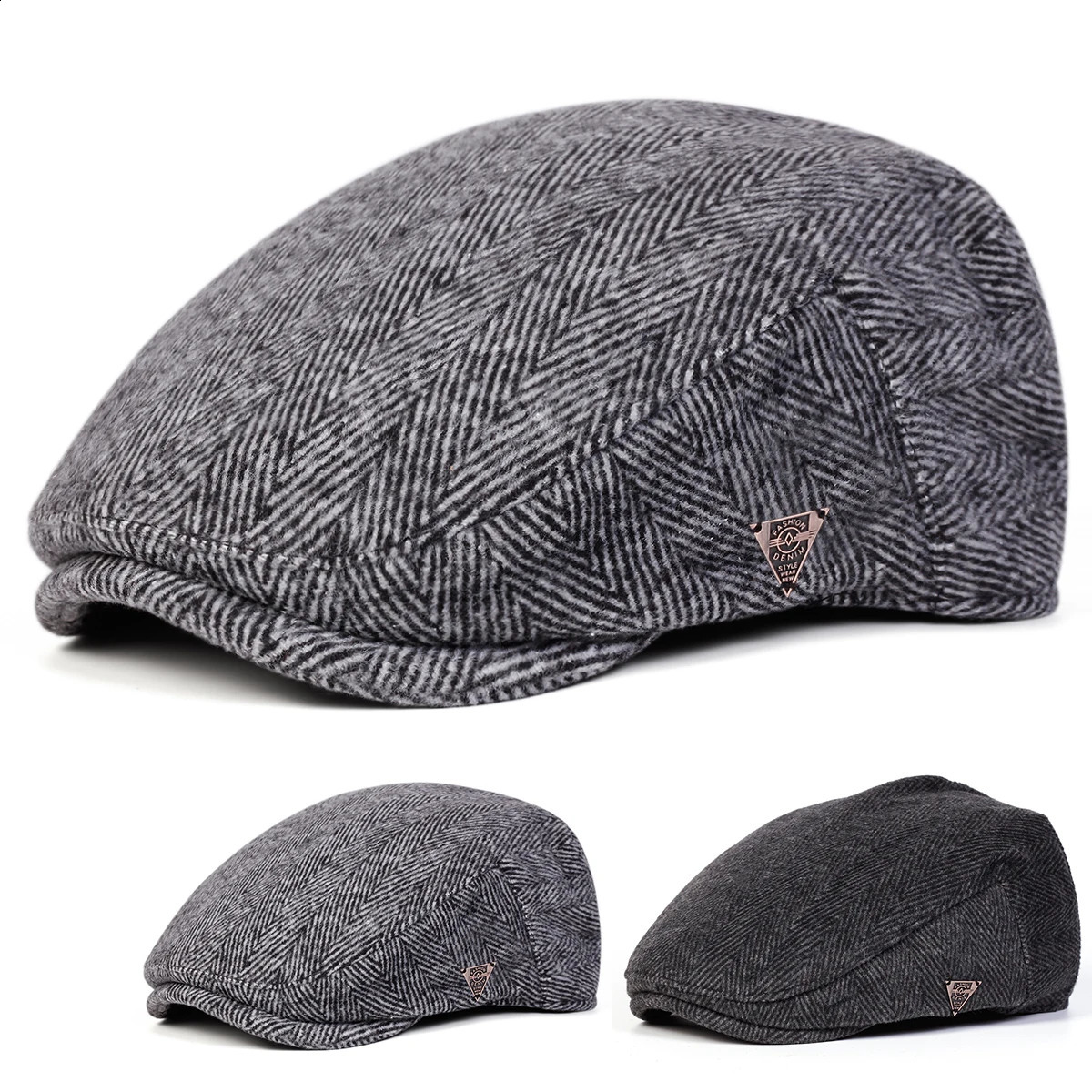 Unisex FASHION DENIM Letter Label Herringbone Beret Hat Men and Women Painters Hats Autumn and Winter Warm Berets Flat Caps 260916