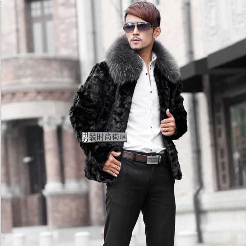 Winter Men Coat Faux Fur Thick Warm Fur Collar Long Sleeve Windbreaker Brand Men Clothing Fur CoatsW260915