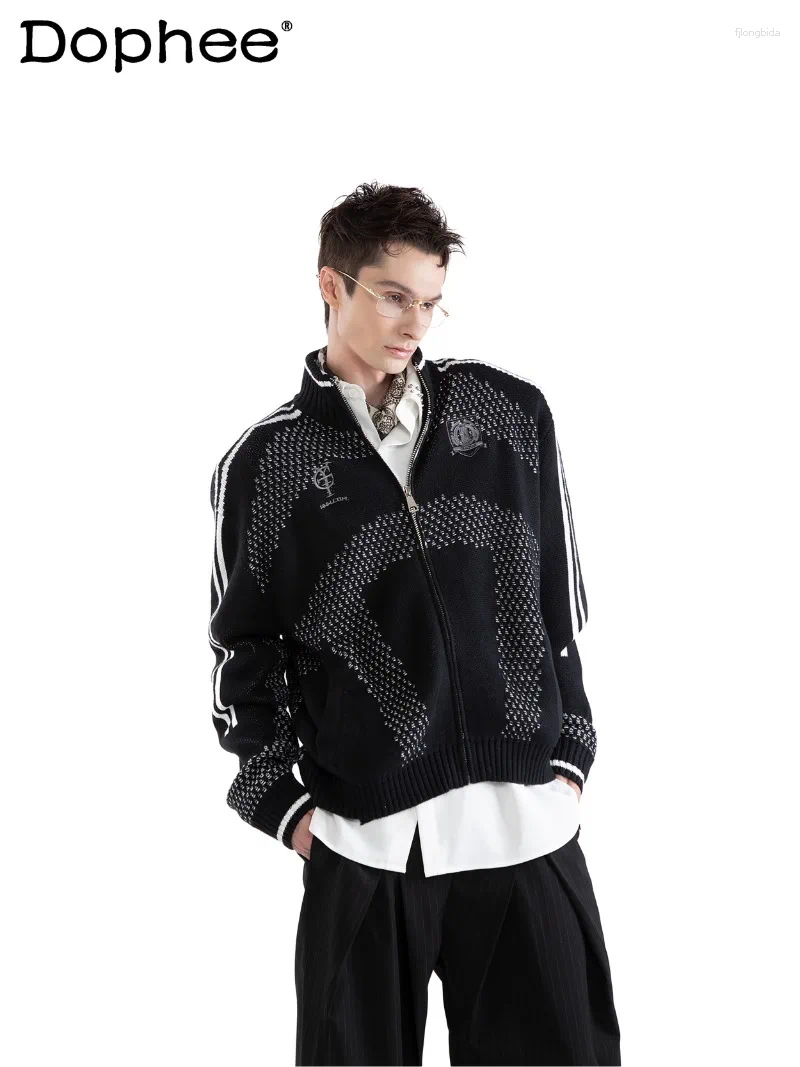 Men's Sweaters Autumn Winter Fashion Trend Stand Collar Zipper Cardigan Loose Casual Handsome Youth Trendy Warm Sweater