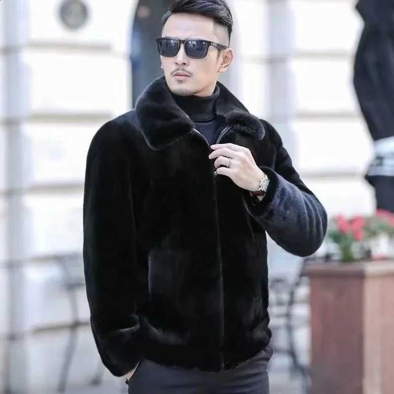 Men's Autumn And Faux Winter Fur Coat Korean Fashion Slim Clothing Brown Fluffy Warm Coat Casual Male Top Thermal Jacket LOOSE W260917