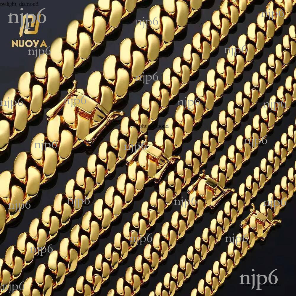 NUOYA Customized 10/12/15/19/22mm Miami Link Chain Necklace for Men Gold Plated Hip Hop Jewelry Wholesale Cuban Chains